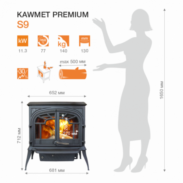 Піч-камін KAWMET Premium S9