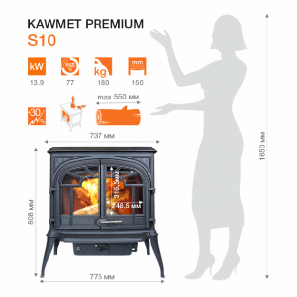 Піч-камін KAWMET Premium S10