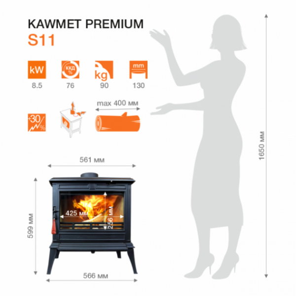 Піч-камін KAWMET Premium S11