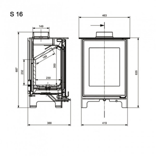 Піч-камін KAWMET Premium S16 (P5)