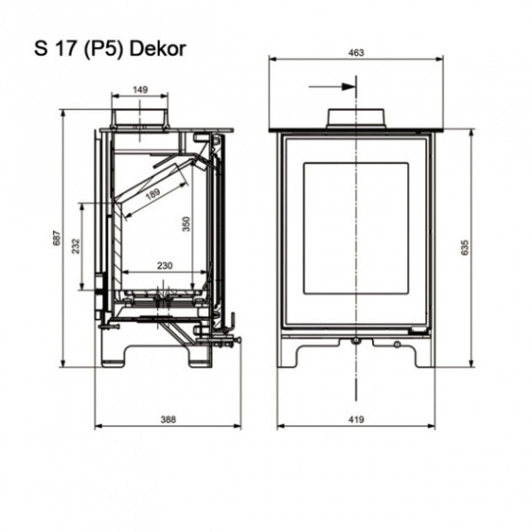 Піч-камін KAWMET Premium S17 (P5) Dekor