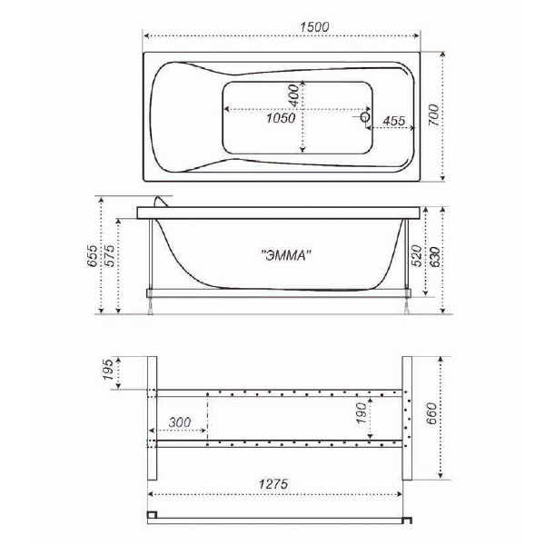 Ванна Triton Емма 1500х700х620 AWT0000047