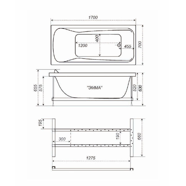 Ванна Triton Емма 1700х700х620 AWT0000048