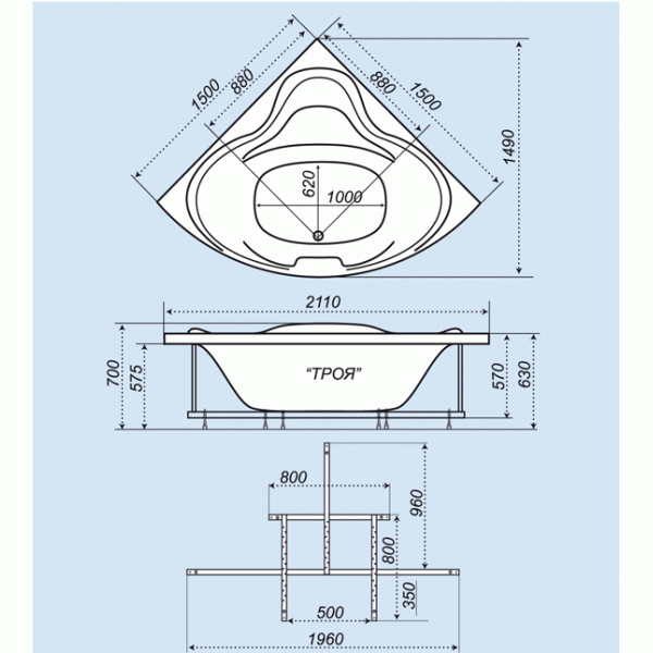 Ванна Triton Троя 1500х1500х630 AWT0000042