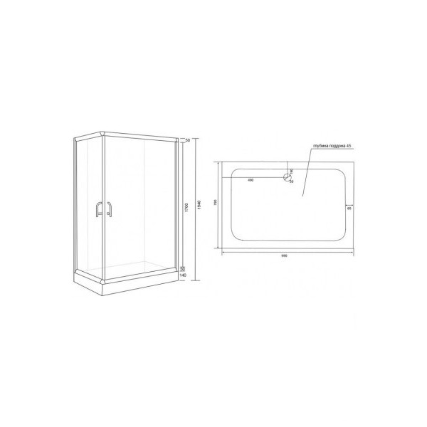 Душова кабіна Lidz WAWEL SC100x80.SAT.LOW.FR