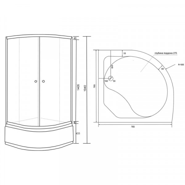 Душова кабіна Lidz ŁATWA SC80x80.SAT.HIGH.GR