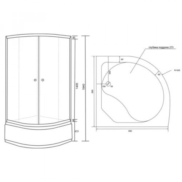 Душова кабіна Lidz ŁATWA SC90x90.SAT.HIGH.FR