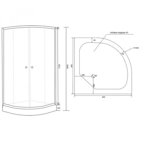 Душова кабіна Lidz ŁATWA SC90x90.SAT.LOW.GR
