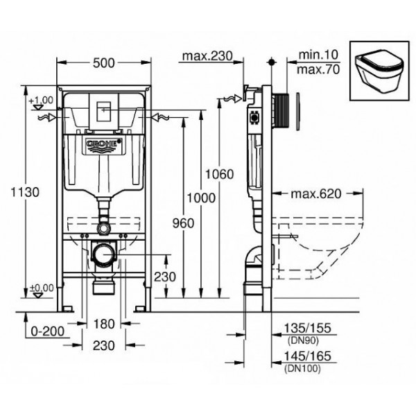Інсталяція Grohe Rapid SL з унітазом Villeroy & Boch Architectura(5684HR01_38772001_37131000)
