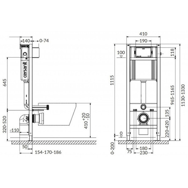Інсталяція Cersanit AQUA унітаз CARINA CLEANON + сидіння дюропласт SLIM Soft Close + кнопка MOVI S701-393