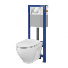 Інсталяція Cersanit AQUA унітаз MODUO CLEANON + сидіння MODUO SLIM + кнопка INTERA хром S701-394