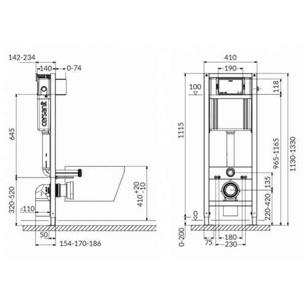 Інсталяція Cersanit AQUA унітаз MODUO CLEANON + сидіння MODUO SLIM + кнопка INTERA хром S701-394
