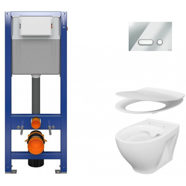 Інсталяція Cersanit AQUA унітаз MODUO CLEANON + сидіння MODUO SLIM + кнопка INTERA хром S701-394