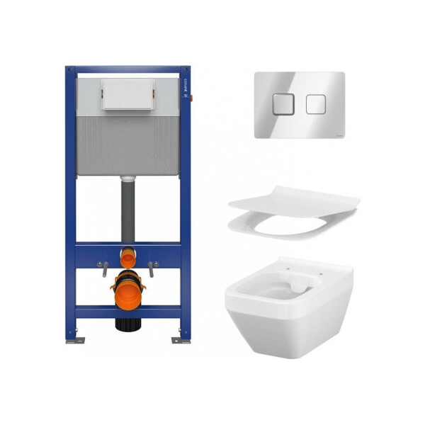Інсталяція Cersanit AQUAунітаз CREA CLEANON + сидіння CREA SLIM дюропласт Soft Close + кнопка ACCENTO S701-395