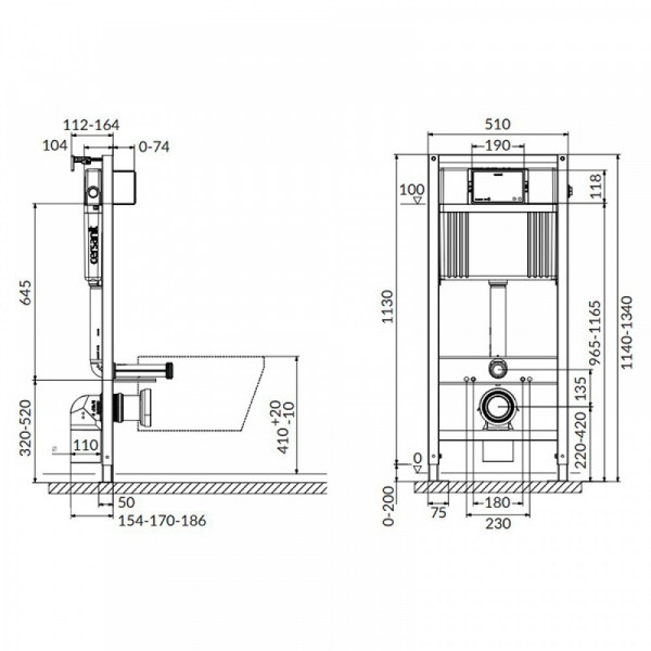 Інсталяція Cersanit AQUA унітаз CREA CLEANON + сидіння CREA SLIM дюропласт Soft Close + кнопка ACCENTO S701-39
