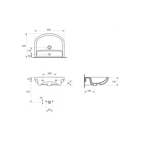 Раковина для ванної Cersanit ARTECO 55 с/о K667-024