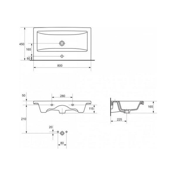 Раковина для ванної Cersanit COMO 80 с/о K32-004-BOX