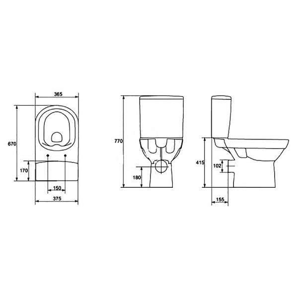 Унітаз Cersanit CITY 601 NEW CLEAN ON 010 3/5 з сидінням дюропласт Soft CloseK35-035