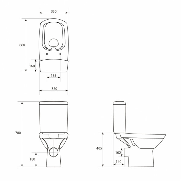 Унітаз Cersanit CARINA 481 NEW CLEAN ON 010 3/5 з кришкою дюропласт K31-043