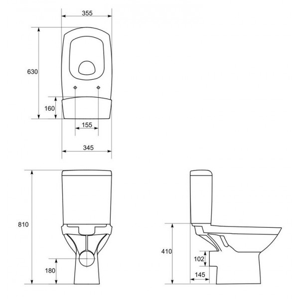 Унітаз Cersanit CARINA 559 NEW CLEAN ON 011 3/5 з сидінням дюропласт Soft Close K31-050-EX1