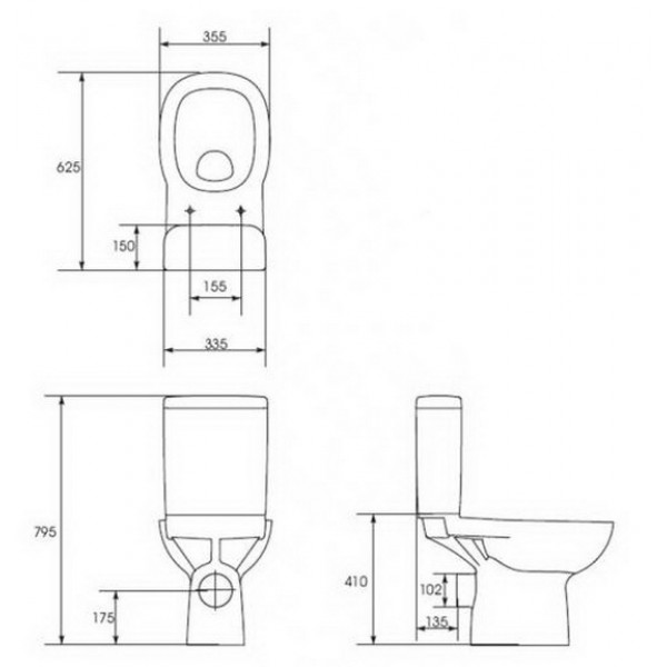 Унітаз Cersanit FACILE 011 3/6 з сидінням дюропласт Soft Close K30-016