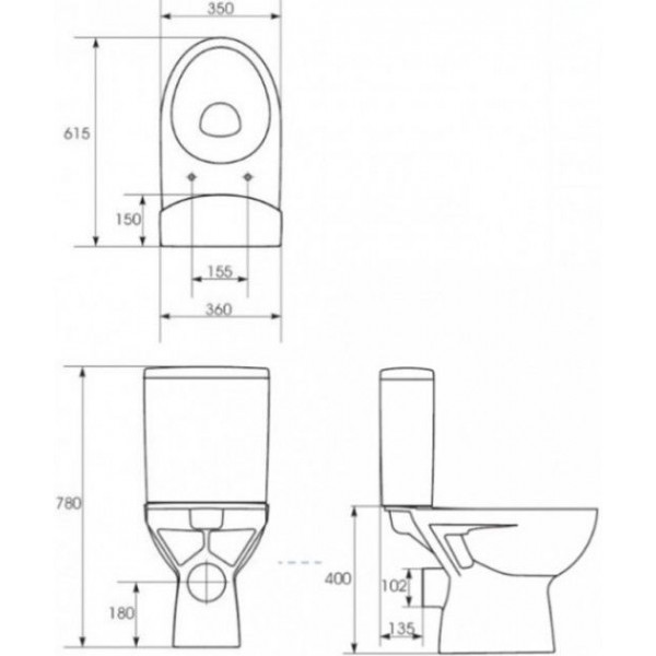 Унітаз Cersanit PARVA 479 NEW CLEAN ON 010 3/5 з кришкою дюропласт K27-064