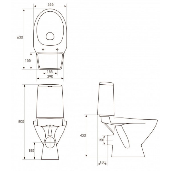 Унітаз Cersanit ARKTIK 550 NEW 011 3/6 з кришкою дюропласт UN001-002