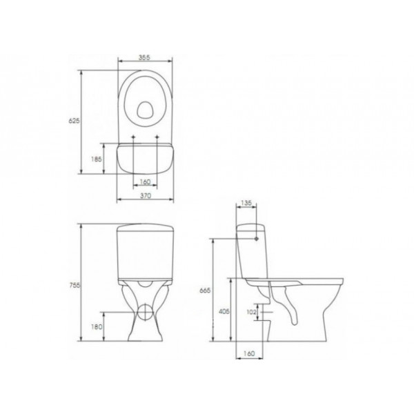 Унітаз Cersanit MERIDA 425 011 3/6 з кришкою поліпропілен Soft Close K03-020