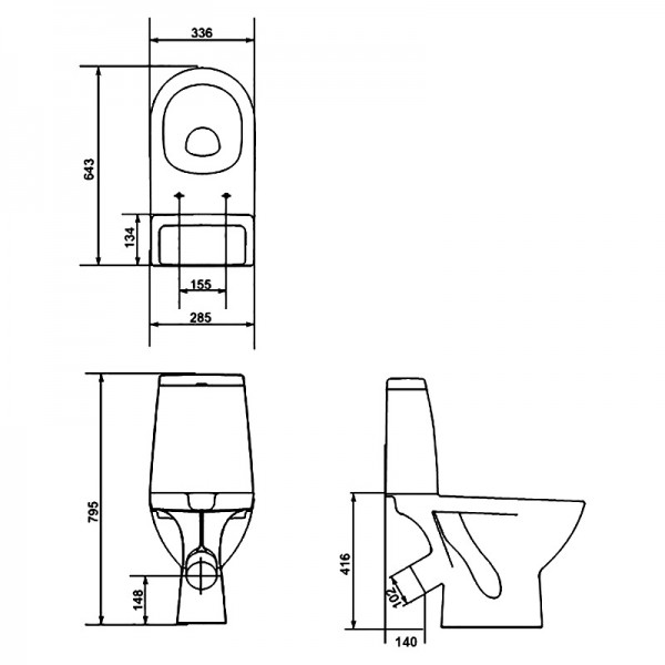 Унітаз Cersanit MERIDA 487 031 3/6 з кришкою поліпропілен Soft CloseK03-037