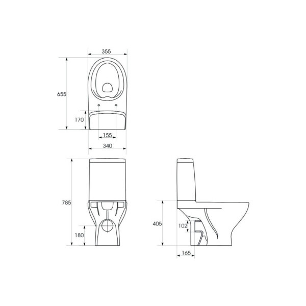 Унітаз Cersanit MODUO 652 MODUO CLEAN ON 011 3/5 з кришкою дюропласт Soft Close K116-004