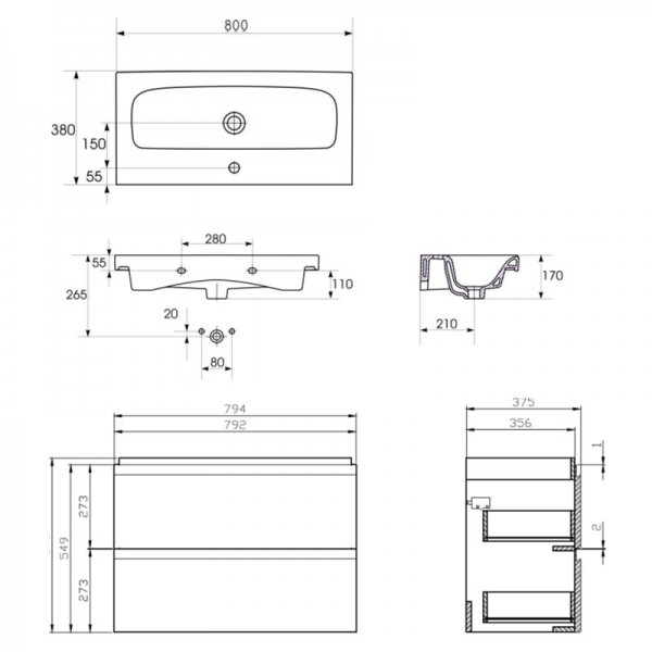 Cersanit MODUO SLIM 80 S801-224
