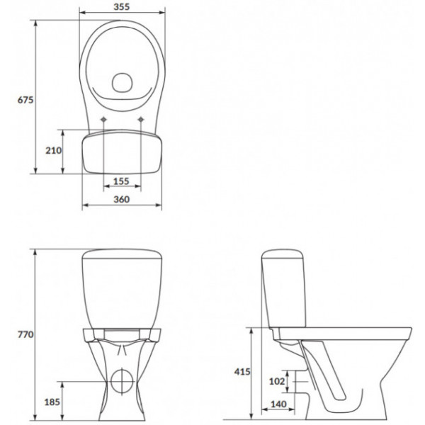 Унітаз Cersanit CERSANIA 705 SIMPLEON 011 3/6 з кришкою дюропласт SLIM, Soft Close K119-001