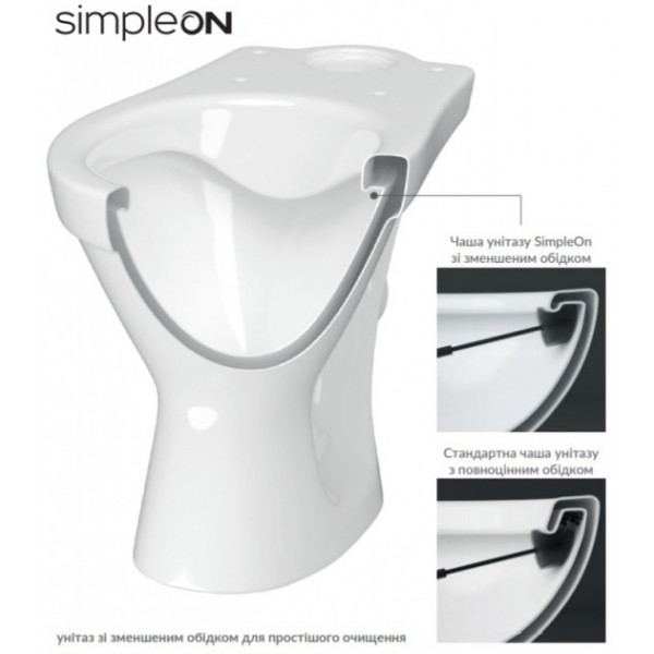 Унітаз Cersanit CERSANIA 705 SIMPLEON 011 3/6 з кришкою дюропласт SLIM, Soft Close K119-001