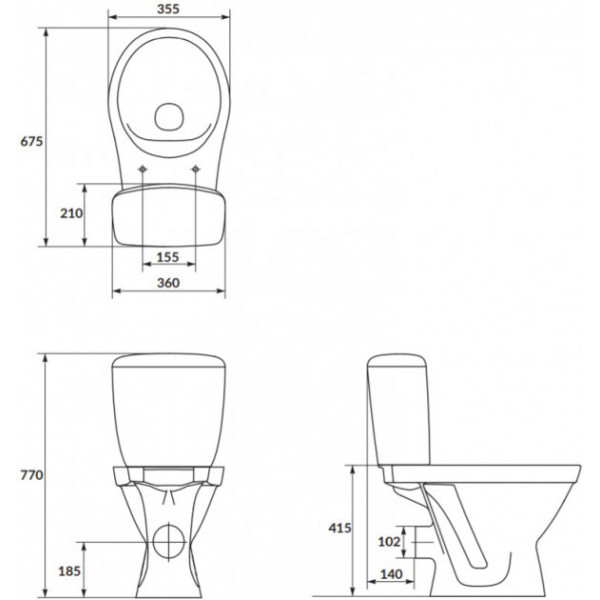 Унітаз Cersanit CERSANIA 706 SIMPLEON 011 3/6 з кришкою дюропласт SLIM WRAP, Soft Close K119-002