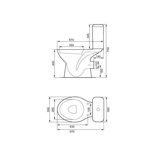 Унітаз Cersanit MITO 73 GREY 011 з кришкою поліпропілен K100-370