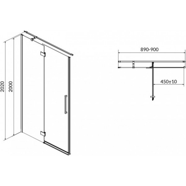 Душові двері Cersanit CREA 90X200 L прозоре скло S159-005