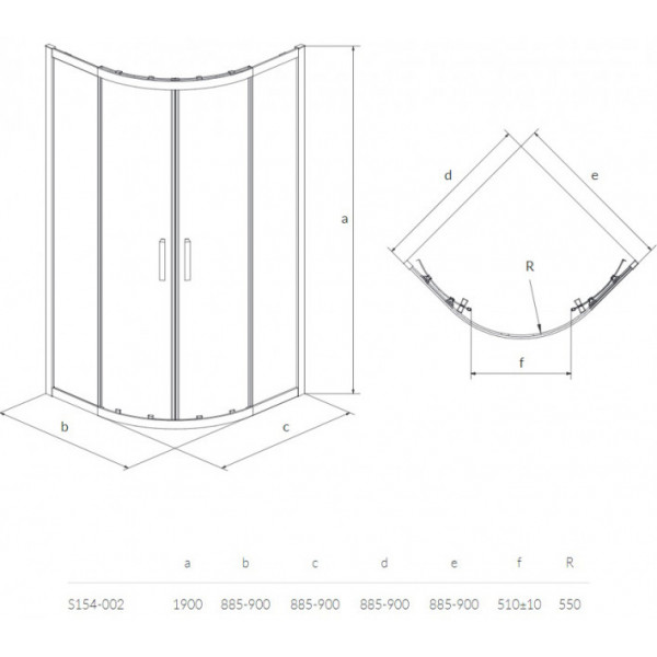 Душова кабіна Cersanit ZIP 90×90×190 прозоре скло S154-002