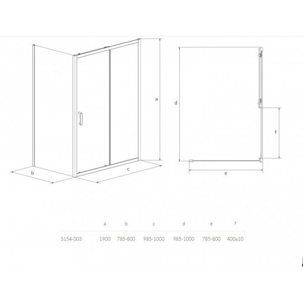 Душова кабіна Cersanit ZIP 100×80×190 прозоре скло S154-003