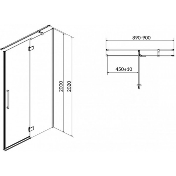 Душові двері Cersanit CREA 90X200 P прозоре скло S159-006