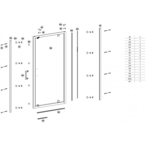 Душові двері Cersanit PIVOT BASIC 80X185 прозоре скло S158-001