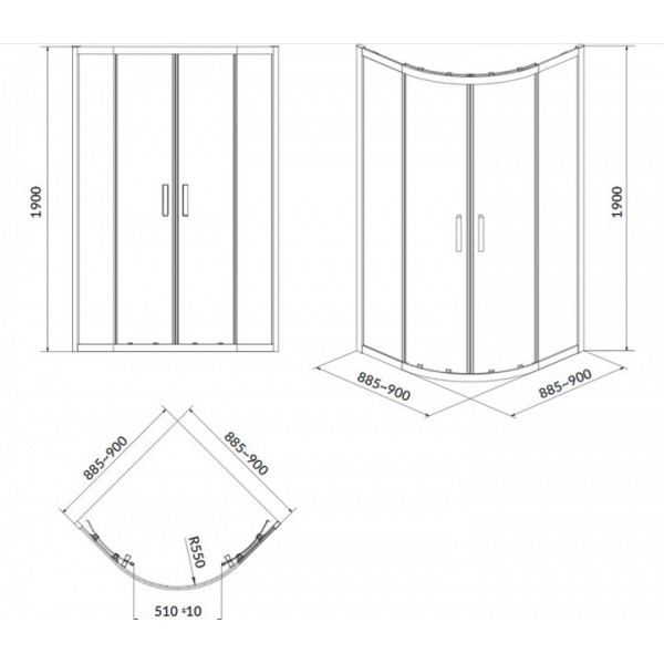Душова кабіна Cersanit ARTECO 90X90X190 прозоре скло S157-002