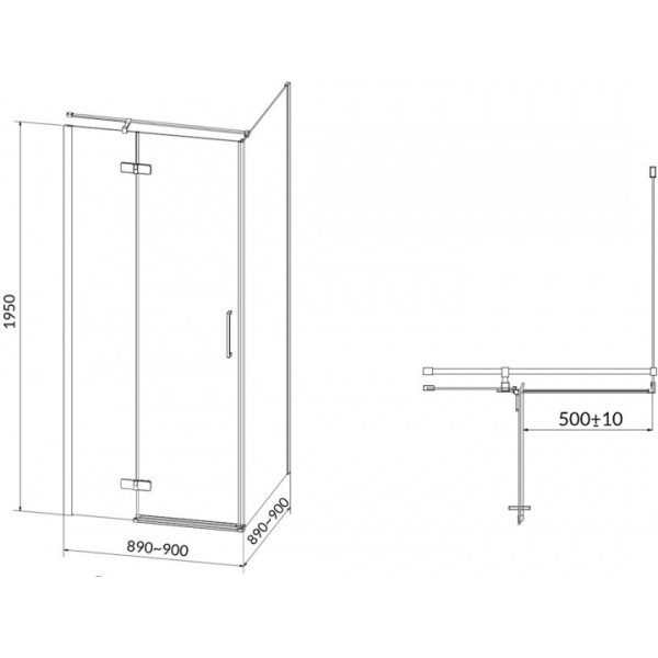 Душова кабіна Cersanit JOTA 90X90X195 L прозоре скло S160-001