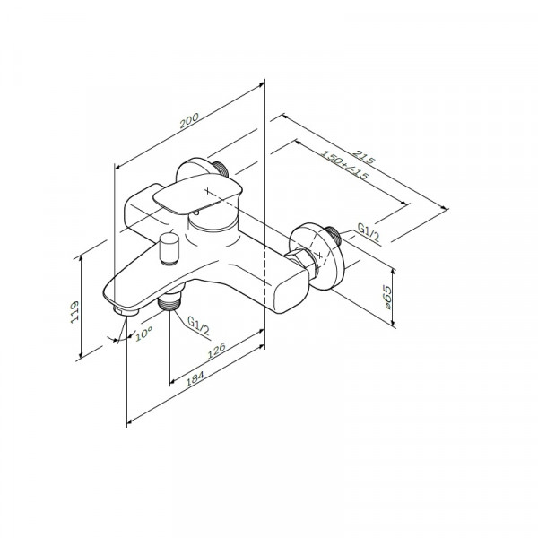 Змішувач для ванни AM.PM Spirit V2.0 F71A10000