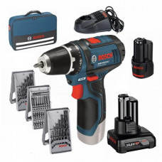 Шуруповерт Makita Bosch Professional GSR 12V-15 Set + набори свердел і біт, 39од (0615990G6L)