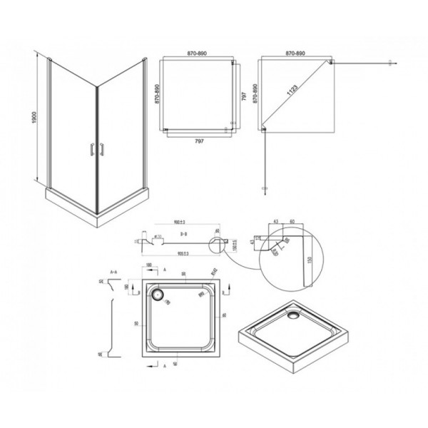 Душова кабіна з піддоном Q-tap Gemini GEMCRM1099SC6UNIS309915