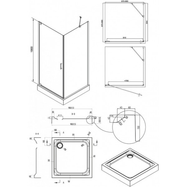 Душова кабіна Q-tap Aquarius CRM1099SC6 Clear з піддоном Unisquare 309915
