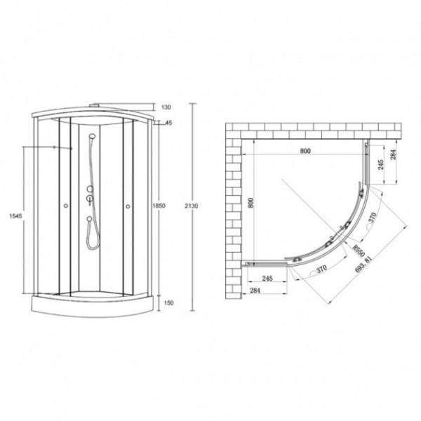 Душовий бокс Lidz Tani SB80x80.SAT.LOW.FR Frost