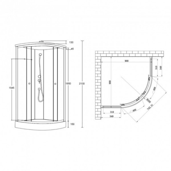Душовий бокс Lidz Tani SB90x90.SAT.LOW.FR Frost