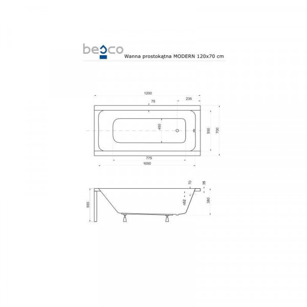 Ванна BESCO MODERN 120Х70 (соло)