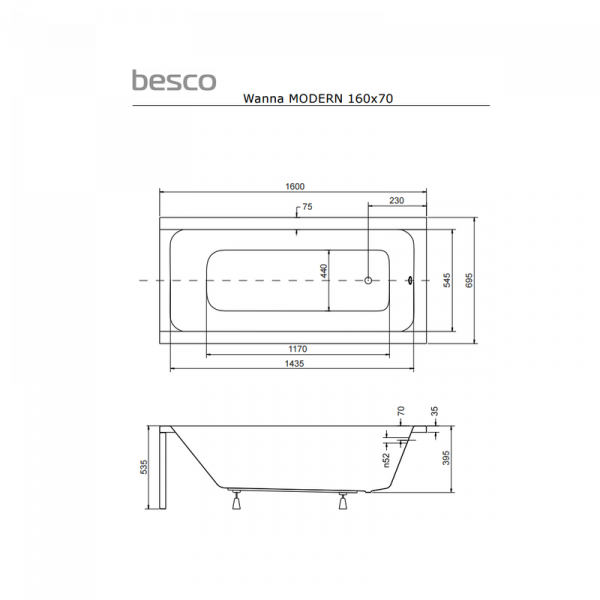Ванна BESCO MODERN 160Х70 (соло)